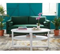 Deenz Contemporary Finish Oval Shaped Coffee Table With Undershelf Center Table Stylish And Decorative White 120 X 60 X 46 Cm