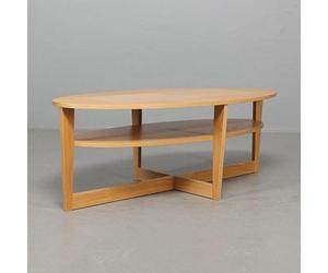 Deenz Contemporary Finish Oval Shaped Coffee Table With Undershelf Center Table Stylish And Decorative Oak 110 X 60 X 46 Cm