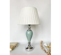 DEENZ Contemporary Table Lamp with A Light Teal Base and A Soft White Fabric Shade Two Chic Designs to Make Your Space Stand Out 50 Cm Tall (Decanter Vase T064)