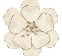 Deenz Cream Metal Wall Flower Decor Elegant Floral Wall Art For Living Room Or Entryway 40 X 40 X 9 Cm