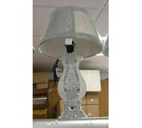 Deenz Crush Crystal Ceramic White Silver Design Table Lamp Home Decor Diamante With White Silver Shade