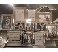 DEENZ Crushed Crystal Diamante Family 8 Multi Aperture Photo Frame Collage Picture Frame Wall Mounted Holds 6x4 In And 7x5 In Photographs For Home Decoration, Living Room, Bedroom Room