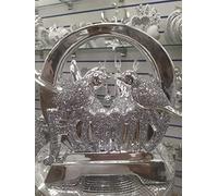 DEENZ Crushed Crystal Diamond Silver Family Sign With Birds Ornament Home Decor Shelf Sitter