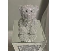 Deenz Crushed Crystal Teddy Bear Sparkle Ornament Bling Crushed Diamond Teddy Bear Display Gift Home Decoration (Large)