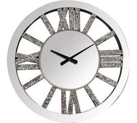 DEENZ Crushed Crystal Wall Clock Round Mirrored Wall Silent Clock Chic