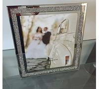 DEENZ Crushed Crystals Photo Frame Silver Mirrored Crushed Jewel Crystal Diamante Picture Frame (10X12 inch)