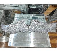 Deenz Crushed Diamond Angel Wings Vintage Victorian Silver Wall Sculptures Ornament, Unique Decoration Wall Sculpture (Large Silver)