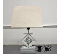 Deenz Crushed Diamond Bed Side Table Lamp Desk Table Crystal Filled Diamante Silver Mirror Mirrored Shade White