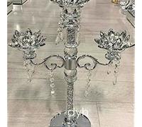 Deenz Crushed Diamond Candle Holder Silver Crystals Filled 3 Flower Tier Romany Lotus Sparkle Ornament Crushed Diamond