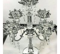 Deenz Crushed Diamond Candle Holder Silver Crystals Filled 5 Flower Tier Romany Sparkle Ornament Crushed Diamond