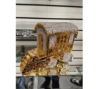 Deenz Crushed Diamond Caravan Square Gypsy Crystal Ornament Shelves Silver Gold Roof Wagon (Gold)