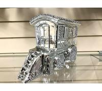 Deenz Crushed Diamond Caravan Square Gypsy Crystal Ornament Shelves Silver Gold Roof Wagon (Silver)