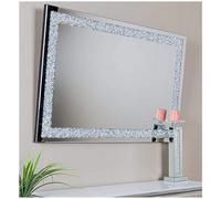 DEENZ Crushed Diamond Crystal Glass Silver Frame Wall Mirror Xxl