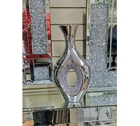 Deenz Crushed Diamond Crystal Sparkly Silver Chrome Flower Vase 40Cm Home Table Birthday Wedding Décor Gift For Love Ones