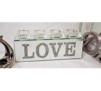 Deenz Crushed Diamond Love Mirror Tealight Candle Holder, Home Decor, Gift The World'S Largest Candle Holder Collection Of Deenz Store