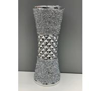 Deenz Crushed Diamond Stunning Silver Crystal Silver Ceramic Vase Sparkly 20Cm