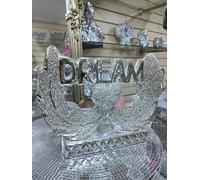 DEENZ Crushed Dream Heart Wings for Love Silver Ornament Figurine Bling Diamond Display Decor Gift