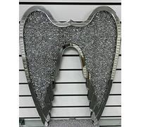 DEENZ Crushed Jewel Diamond Crystal Stunning Shiny Wall Hanging Angel Wings Mirror Border Home Docer Gift For Love One'S (60x40cm)