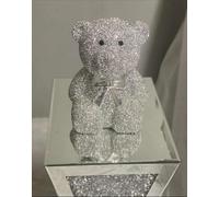 Deenz Crystal Shiny Teddy Bear Sparkle Ornament Bling Crushed Diamond Crushed Diamond Display Gift Home Decoration ( Small )