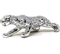DEENZ Crystalized Italian Silver Chrome Leopard Tiger Cheetah Jaguar Figurine Home Decor Ceramic Ornament Stunning & Pretty Looks, LARGE