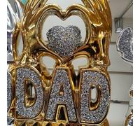 Deenz Dad Heart Hand Crushed Diamond Crystal Ornament Home Decoration Bedroom Best Gift For Father's Day (Gold)