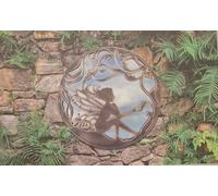 DEENZ Decorative Fairy With Wings Tree Garden Mirrored Art Round Metal Wall Decor Black Brush Gold Finish Reflective Outdoor And Indoor Use Timeless Beauty Of Nature Rustic Feel 50 X 50 Cm