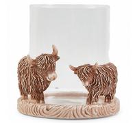 Deenz Decorative Glass Elegant Candle Holders Rustic Highland Brown Cow Eye Catching Design 17X16X12.8 Cm
