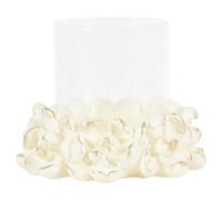 Deenz Decorative Glass Elegant Candle Holders Rustic Transparent White Magnolia Floral Eye Catching Design 19X16X25