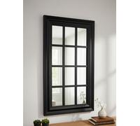 Deenz Decorative Rectangle Window Style Panel Design Glass Wall Mount Mirror Black 12 Divided Sections Home Large Plastic 73X43 Cm