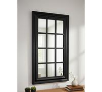 DEENZ Decorative Rectangle Window Style Panel Design Glass Wall Mounted Mirror Black 12 Divided Sections Modern Home Large Plastic/Resin Framed For Bedroom, Living Room, Hallway 73 X 43 X 2.5 Cm