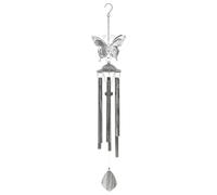 DEENZ Decorative Wind Chimes Wood/Metal Makes Gorgeous Hollow Sound Calm Atmosphere Perfect For Inside & Outside Garden Gently Clang Together Melodic Music 90 X 16 X 12.5 Cm (Silver Butterfly)