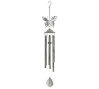 Deenz Decorative Wind Chimes Wood/metal Makes Gorgeous Hollow Sound Perfect For Inside-Outside Silver Butterfly 90 X 16 X 12.5 Cm