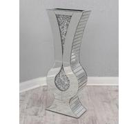 Deenz Diamond Crush Sparkle Crystal Mirrored Vase Silver Bedroom Home Decorative Dried Flower Large 70 Cm