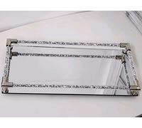 Deenz Diamond Crushed Rod Mirrored Crystal Candle Tray Metal Corner 39X18Cm Rectangle Candle Holder Elegant Addition Home Décor
