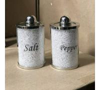 Deenz Diamond Crushed Salt Pepper Canisters Jars Storage Silver Trimmings Crystal Filled (White)