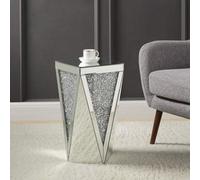 Deenz Diamond Shape Side Table Crushed Glass Mirrored Side Table Living Room Elegant Living Room Furniture 30X60 Cm