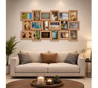 Deenz Elegant 18 Multi Photo Frame Wood Oak For 6 X 4 Inches Picture Holder Wall Mounted Gallery Collage Design Home Décor 88X45Cm