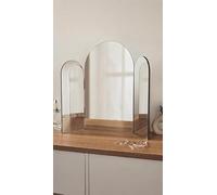 DEENZ Elegant Arched Table Top Three Panels Mirror Black Glass Framed Standing Vanity Present Idea Dressing Shelf & Desk Décor 63.2x50Cm