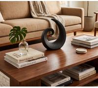 Deenz Elegant Brushed Matte Black Swirl Ornament Sculpture Home Décoration Attractive Accent Tables Piece 25.5X9.5X34.5Cm