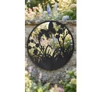 Deenz Elegant Round Mirrored Wall Hanging Art Butterfly Floral Design For Indoor & Outdoor Garden Frame Nature Home Decor 50Cm Dia