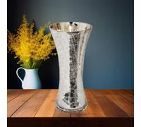 DEENZ Elegant Silver Crackle Mercury Glass Large Vase H 30Cm