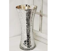 DEENZ ELEGANT SILVER CRACKLE MERCURY GLASS LARGE VASE H 30CM