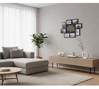 DEENZ Embossed Tree Family Photo Frame Wall Mounted Rectangular Collage 8 Openings 4x6'' With Metal Hooks Modern Rustic Style Smooth Surface Stable Hangings 60 X 46 X 2.5 Cm (Black With Bronze)