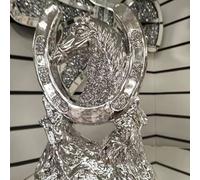 Deenz Enchanted Crushed Diamond Horse Shoe Home Decor Ornament, Floral Detailing, Perfect Focal Point