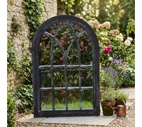 Deenz Extra Large White Rustic Window Soho Style Mirror Hallway Vanity Wall Elegant Vintage Style 92X62Cm (Black Rustic)