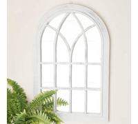 Deenz Extra Large White Rustic Window Soho Style Mirror Hallway Vanity Wall Elegant Vintage Style 92X62Cm (White Rustic)