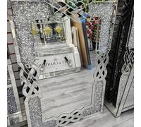 Deenz Filled Celtic Cross Knot Wall Mirror Diamond Crush Crystal Dressing Silver Wall Mirror Rectangle Home Décor (120X80Cm)