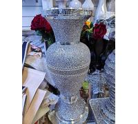 Deenz Floor Vase 3 Large 40X60Cm Crushed Diamond Crystal Sparkly Silver Mirrored Floor Vase Border