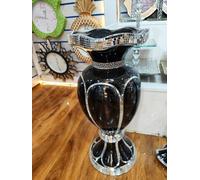 Deenz Floor Vase Large 40X60Cm Crushed Diamond Crystal Sparkly Mirrored Floor Vase Home Decorration Artificial Flowers (Black V051)