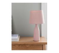 DEENZ Fluted Ceramic Side Table/Desk Lamp Fabric Shade Bottle Shape Tall Textured Base Plastic & Metal Vertical Details Ribbing Soft Ambient Lighting Optimal Decoration 37 X 17 X 7 Cm (Pink)